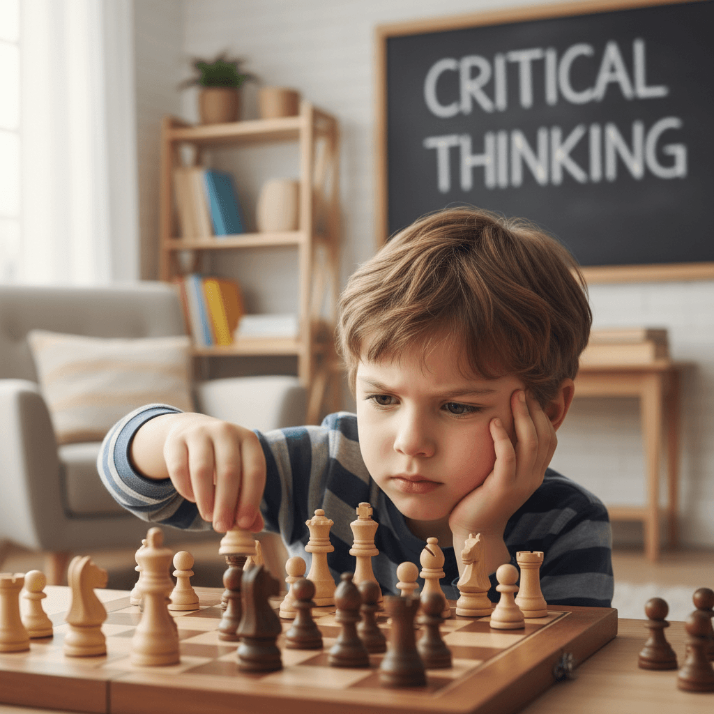 Young player developing strategic thinking through chess
