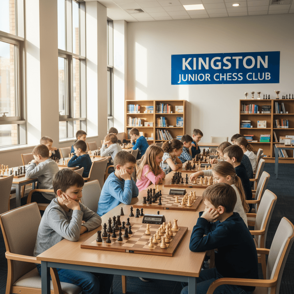 Two young children shaking hands after a chess match