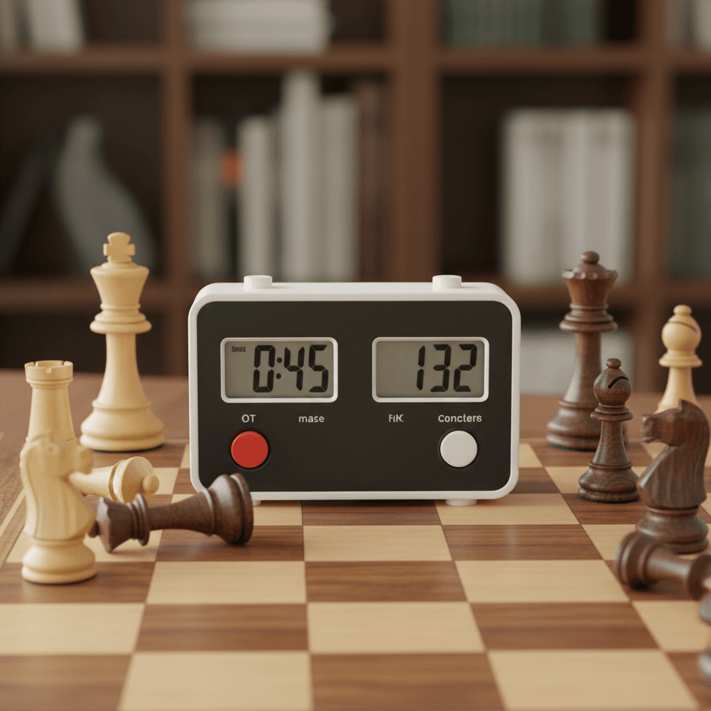 Close-up of a chess clock timing a competitive game